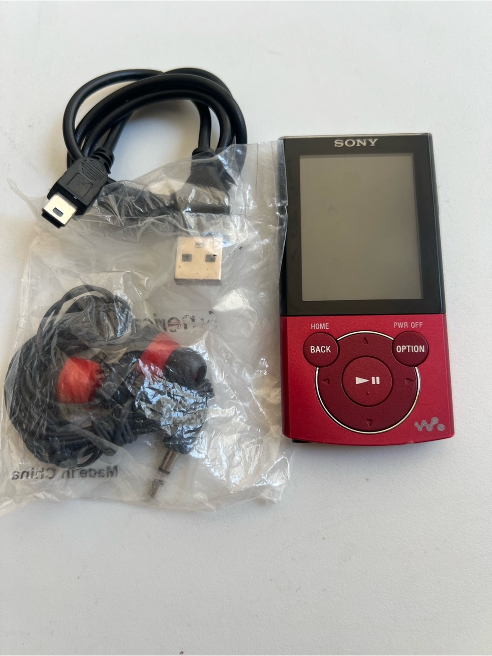 Sony NWZ-E344 Red Digital Walkman MP3 Player with Matching Earbuds and USB Cable